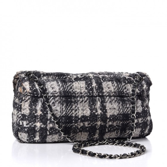 Chanel  Nylon Tweed Print Jumbo Flap Black - Picture 13 of 14